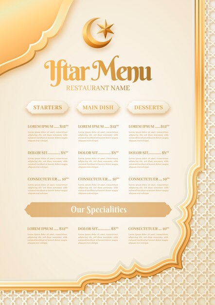 Gradient iftar menu template