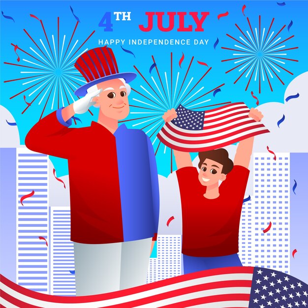 미국 7월 4일 축하를 위한 그라데이션 그림