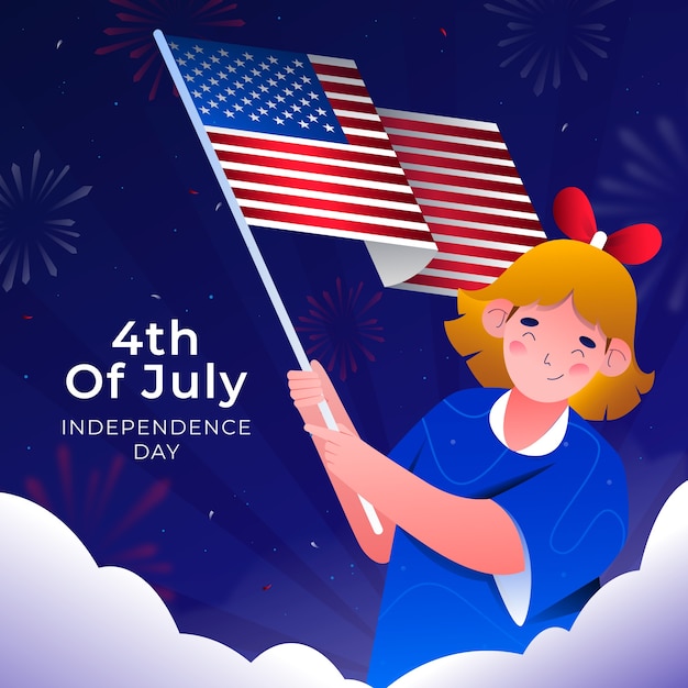 Free vector gradient illustration for american 4th of july celebration