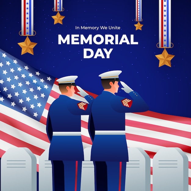 Vettore gratuito illustrazione gradiente per la festa americana del memorial day