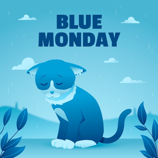 Free vector gradient illustration for blue monday