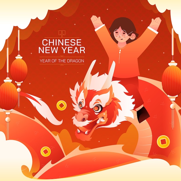 Gradient illustration for chinese new year festival