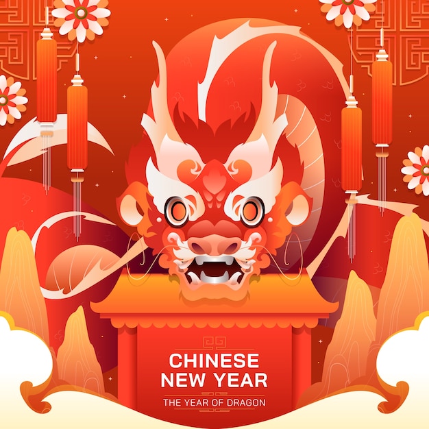 Free vector gradient illustration for chinese new year festival