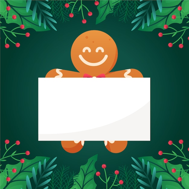 Free vector gradient illustration of christmas character holding blank banner