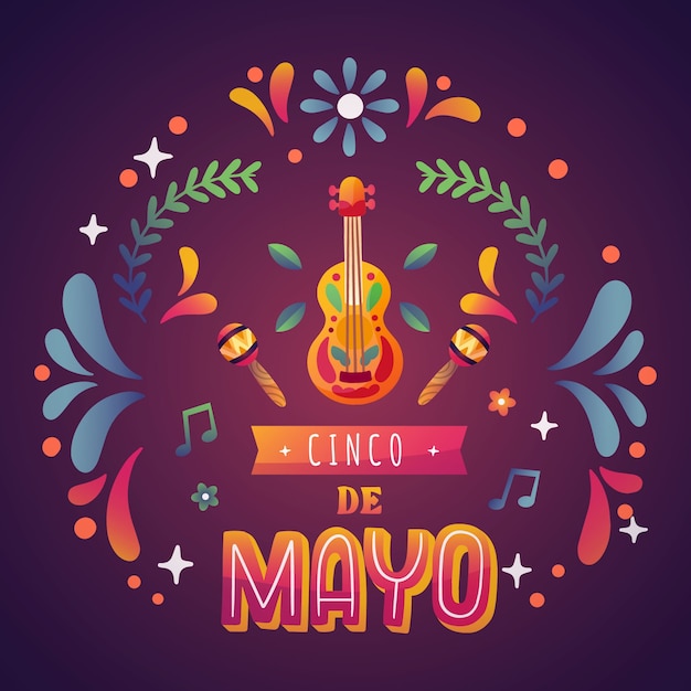 Vettore gratuito illustrazione sfumata per la celebrazione del cinco de mayo