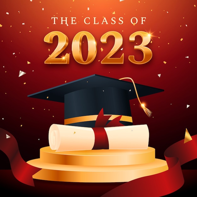 Free vector gradient illustration for class of 2023 graduation