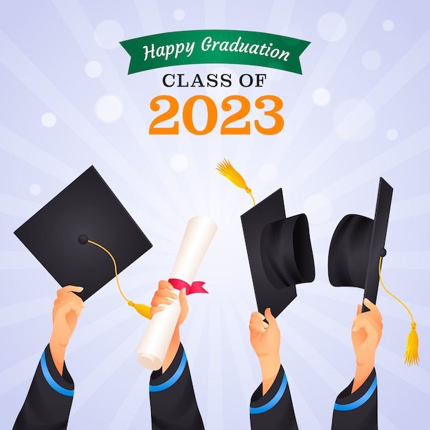 Vettore gratuito illustrazione del gradiente per la classe di laurea 2023