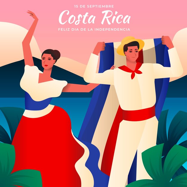 Gradient illustration for costa rica independence day celebration