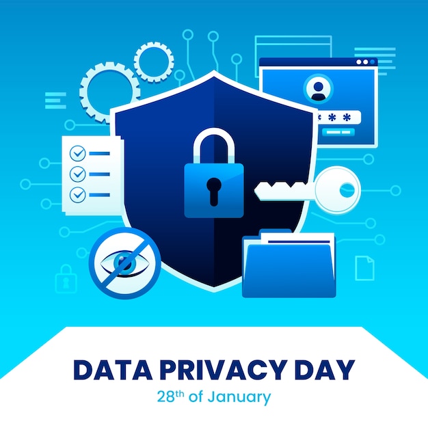 Free vector gradient illustration for data privacy day