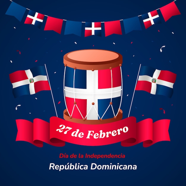 Vettore gratuito illustrazione in gradiente per la celebrazione del giorno dell'indipendenza della repubblica dominicana