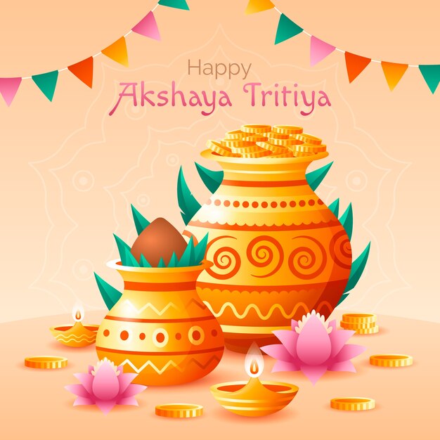 무료 벡터 akshaya tritiya 축제 축하를 위한 그라데이션 그림