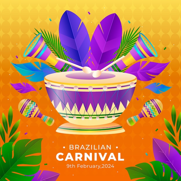 Бесплатное векторное изображение Градиентная иллюстрация бразильского карнавала