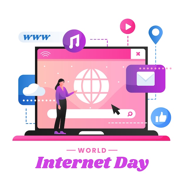 Градиентная иллюстрация к празднованию Международного дня Интернета