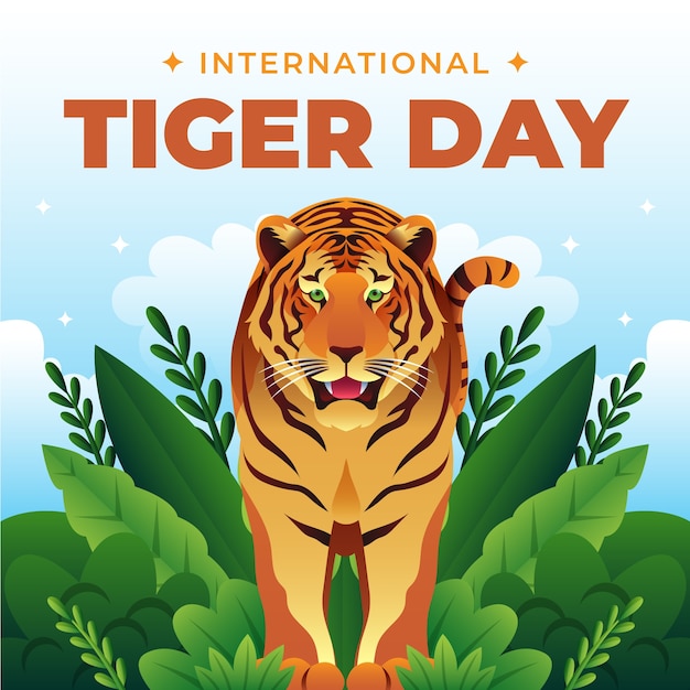Градиентная иллюстрация для осведомленности о международном дне тигра
