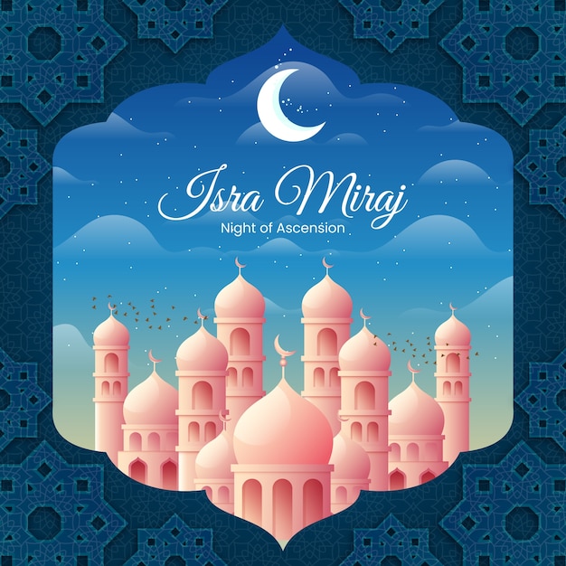 Бесплатное векторное изображение Иллюстрация с градиентом для isra miraj