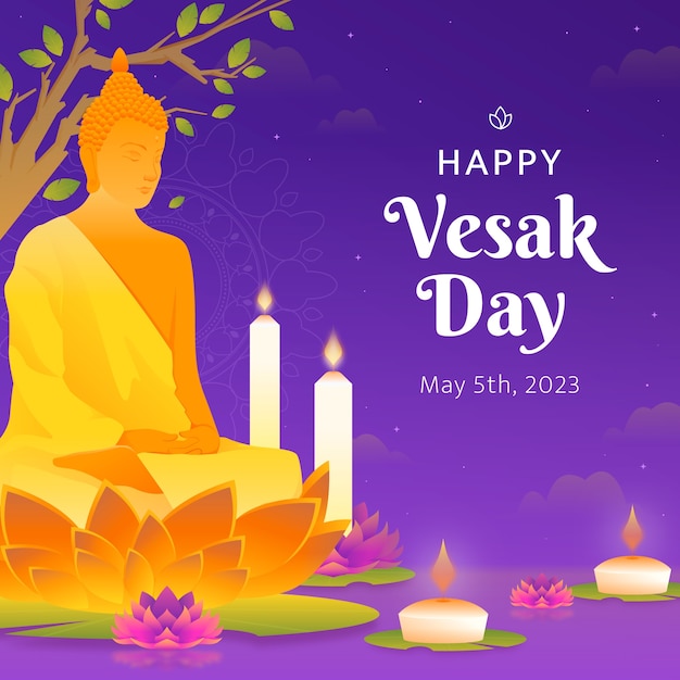 無料ベクター vesak 日祭りのお祝いのグラデーション イラスト