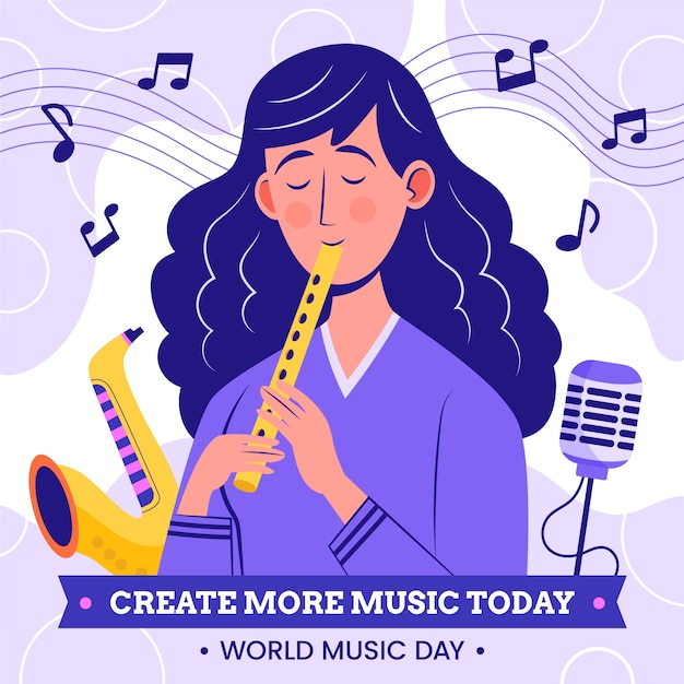 Бесплатное векторное изображение Градиентная иллюстрация к празднованию всемирного дня музыки