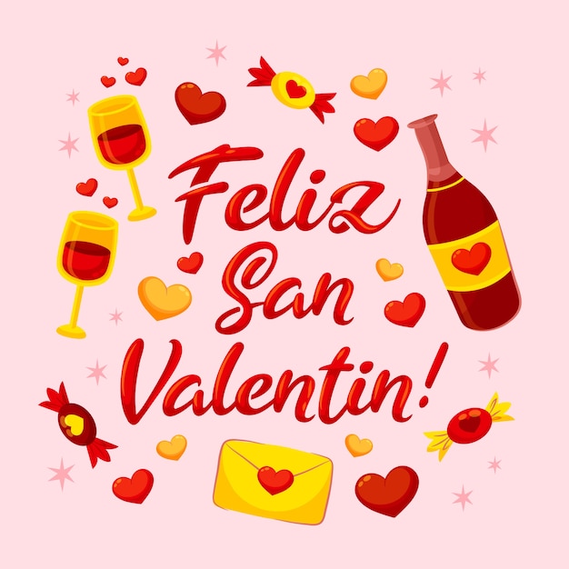 Gradient illustration of happy valentine's day in spanish