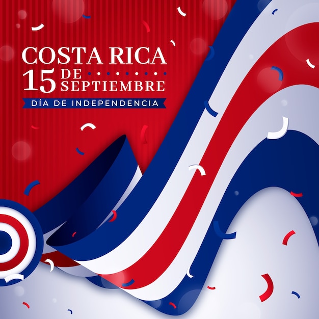 Illustrazione gradiente per la celebrazione dell'indipendenza della costa rica