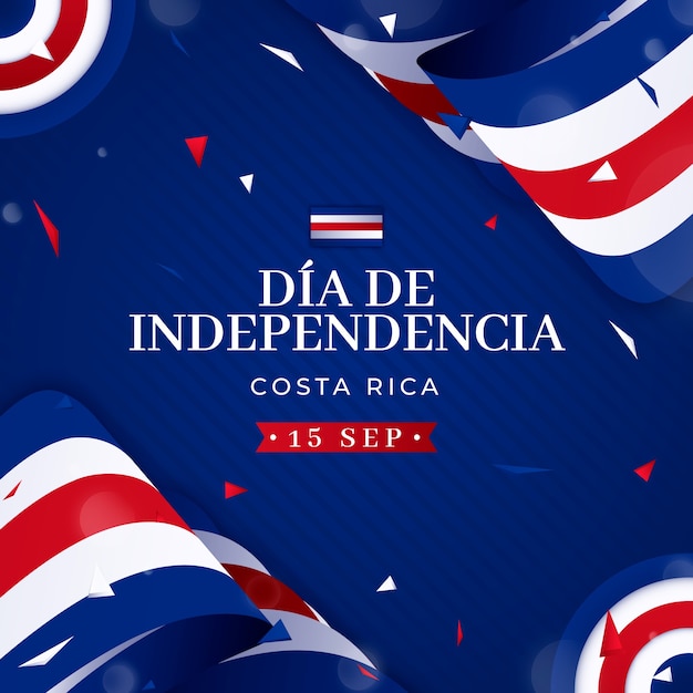 Illustrazione gradiente per la celebrazione dell'indipendenza della costa rica