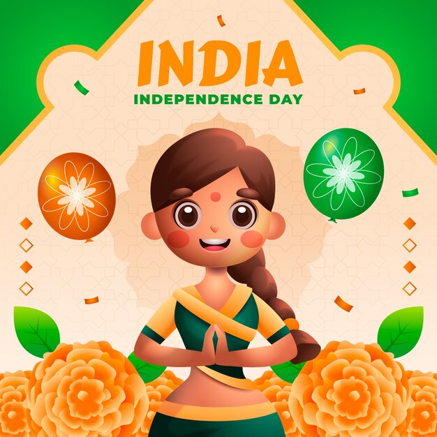 Gradient illustration for india independence day celebration