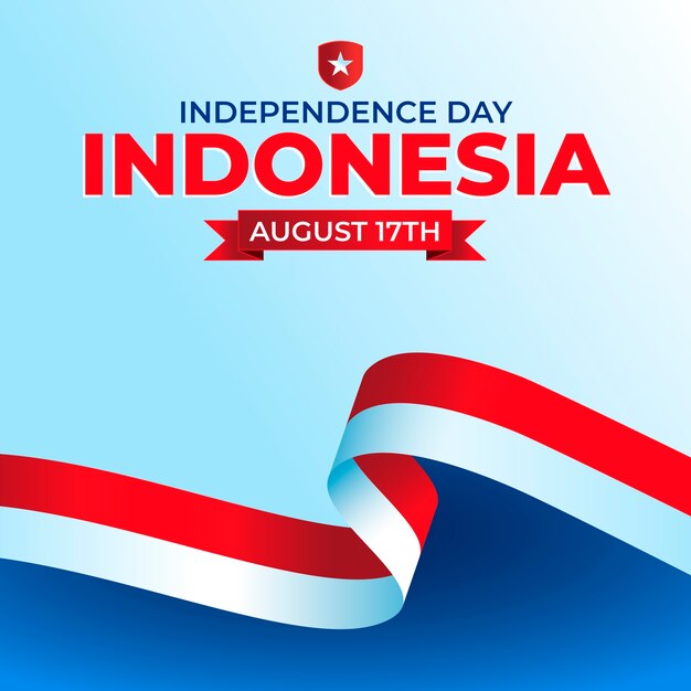인도네시아 독립 기념일 축하를 위한 그라디언트 그림