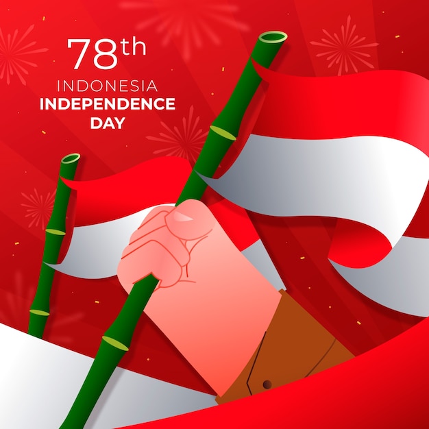 Free vector gradient illustration for indonesia independence day celebration