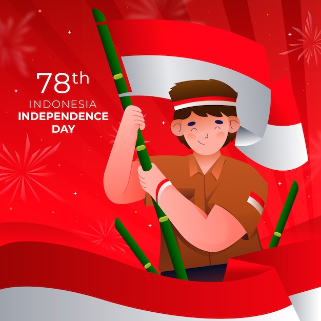 Free vector gradient illustration for indonesia independence day celebration