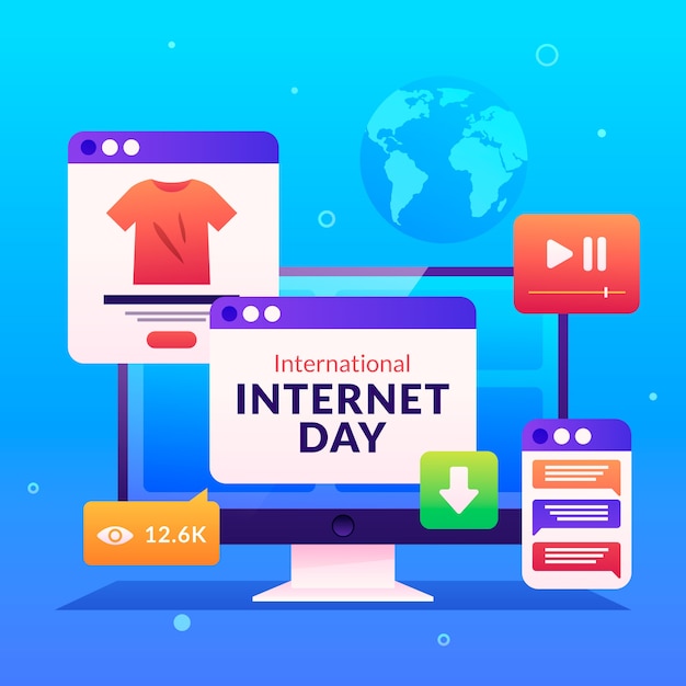 Free vector gradient illustration for international internet day celebration