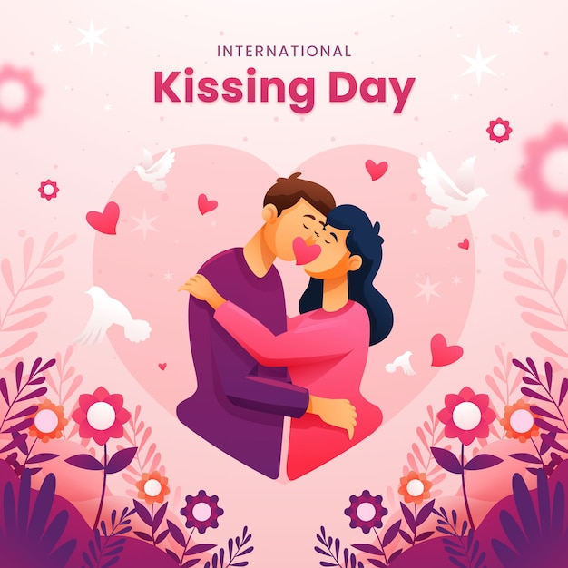 국제 키스 데이 축하 를 위한 그라디언트 일러스트레이션