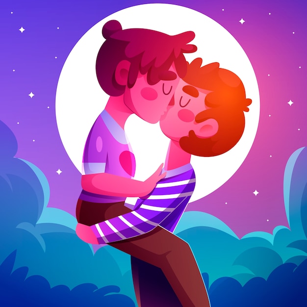 Free vector gradient illustration for international kissing day