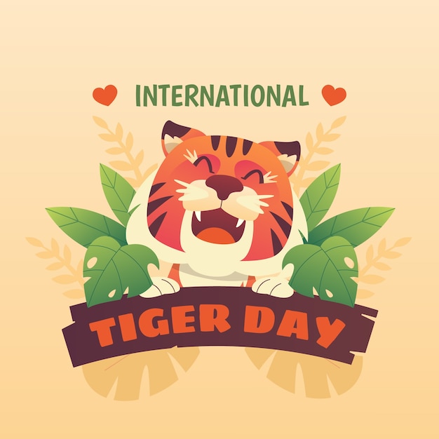Vettore gratuito illustrazione del gradiente per la celebrazione della giornata internazionale della tigre