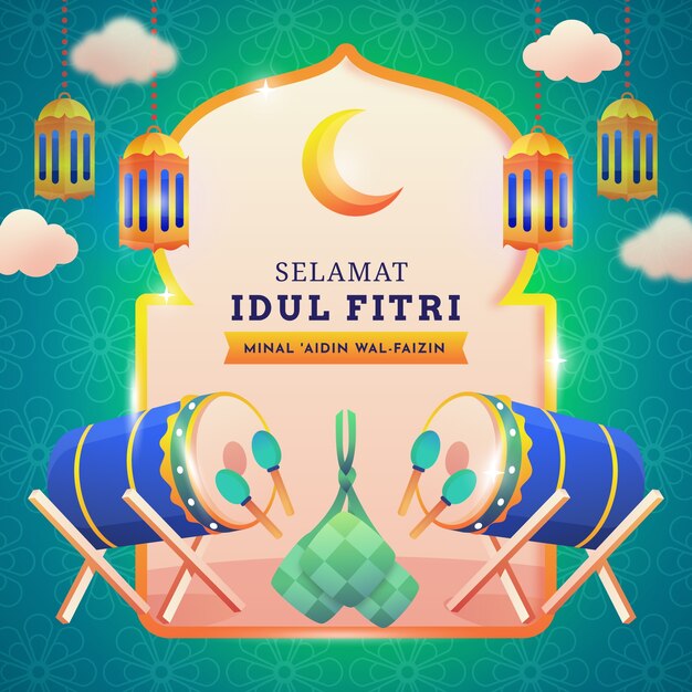 Gradient illustration for islamic eid al-fitr celebration