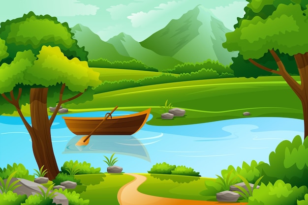 Free vector gradient illustration of lake scenery