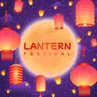 Free vector gradient illustration for lantern festival celebration