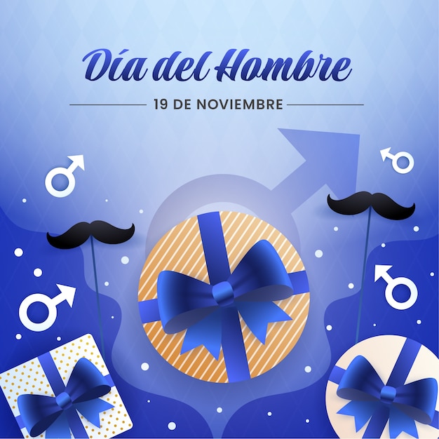 スペイン語での男性の日のお祝いのグラデーションイラスト