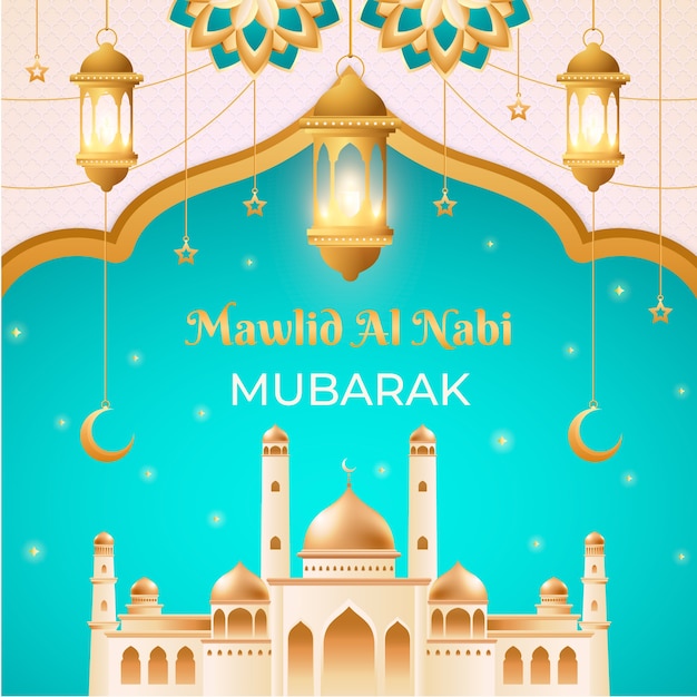 Gradient illustration for mawlid al-nabi celebration