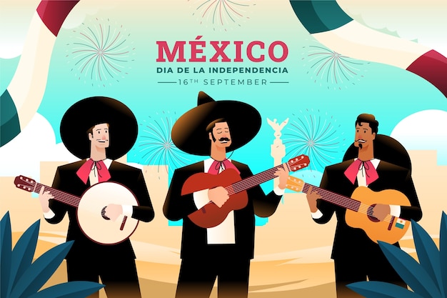 Градиентная иллюстрация к празднованию независимости мексики