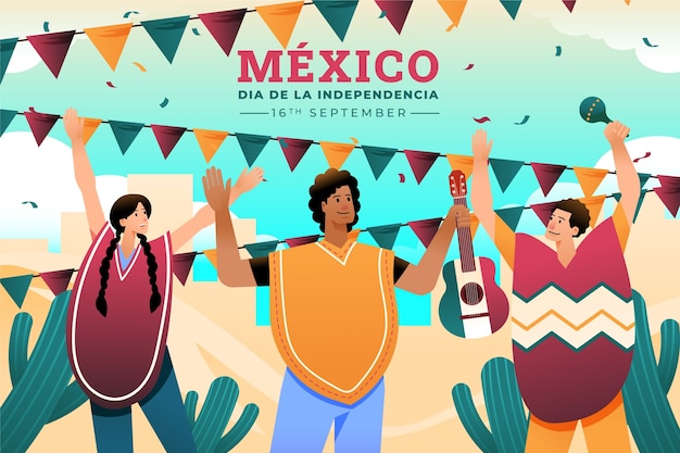 Gradient illustration for mexico independence celebration