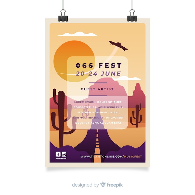Unleash with Gradient Illustration Music Festival Poster – Free Vector Templates