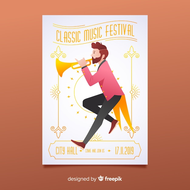 Free vector gradient illustration music festival poster