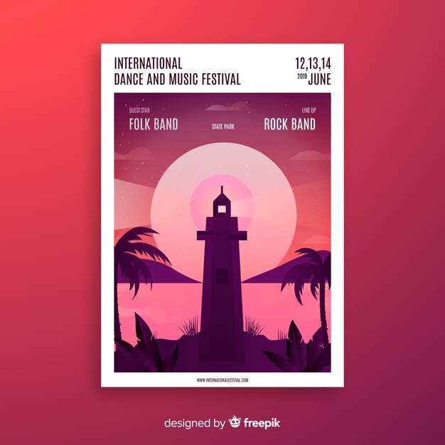 Gradient illustration music festival poster 