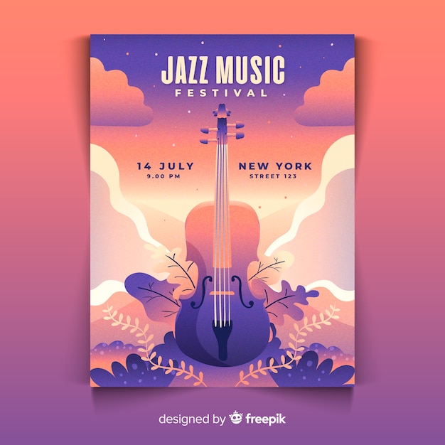 Free vector gradient illustration music festival poster