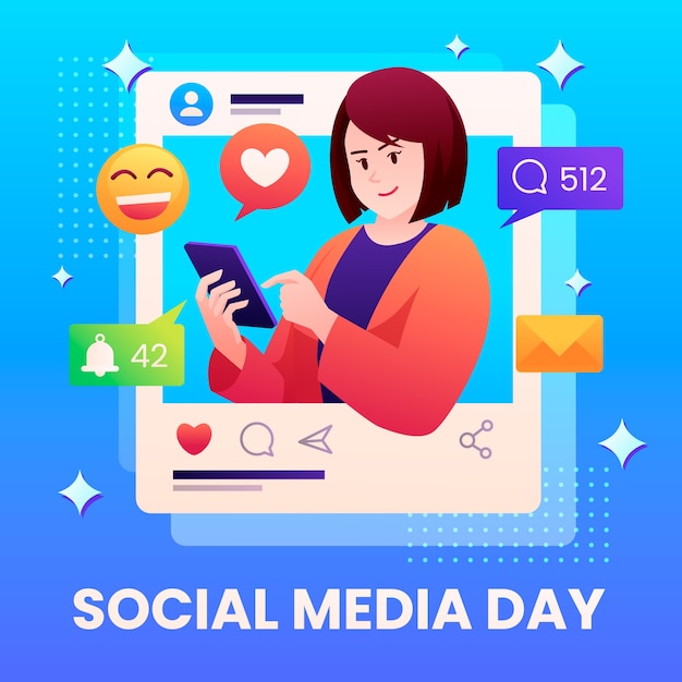 Градиентная иллюстрация для празднования дня социальных сетей