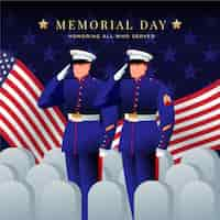 Free vector gradient illustration for usa memorial day celebration