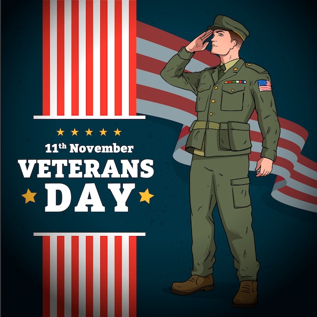 Free vector gradient illustration for usa veterans day celebration