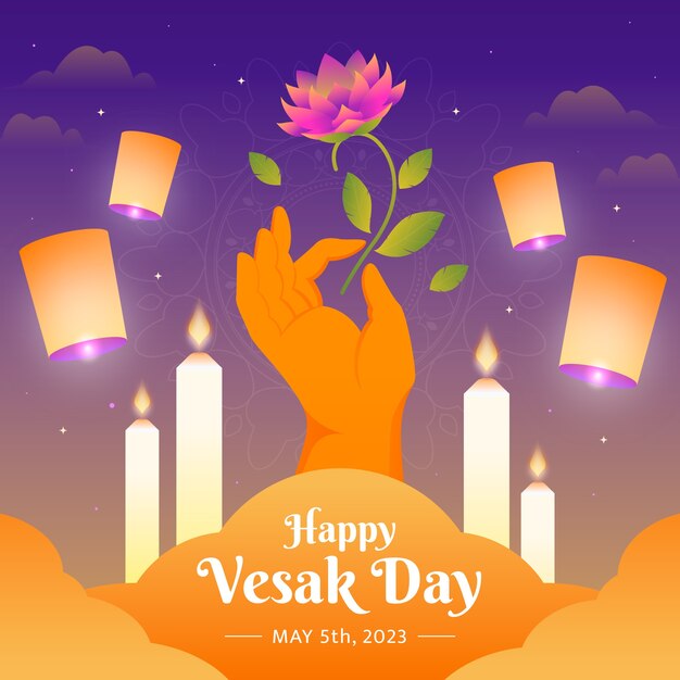 Free vector gradient illustration for vesak day festival celebration