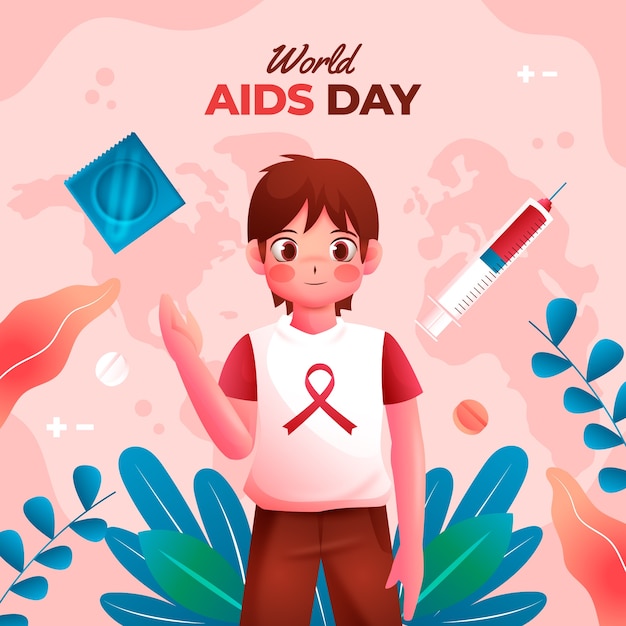 Illustrazione gradiente per la consapevolezza della giornata mondiale contro l'aids