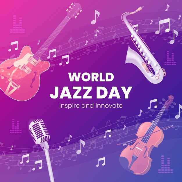 Gradient illustration for world jazz day music celebration