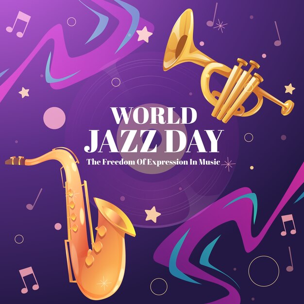 Градиентная иллюстрация для Всемирного дня джаза